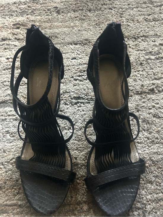 Shoes - Women's Black Strappy High-Heel Sandals